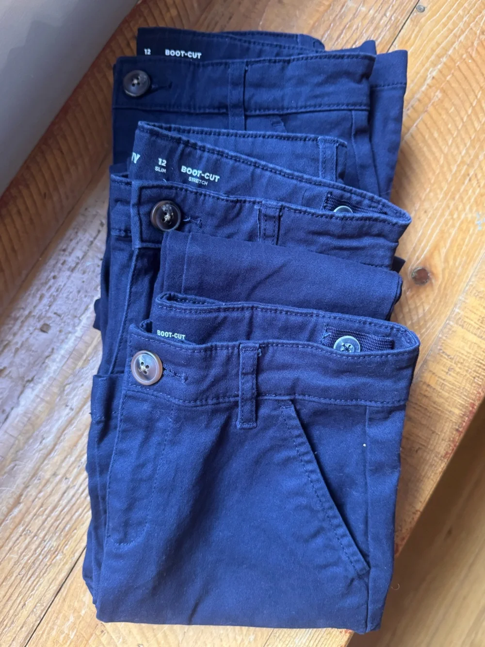 Bundle of 3 Old Navy Girls School Uniform Bootcut Stretch Pants Size 12 Slim